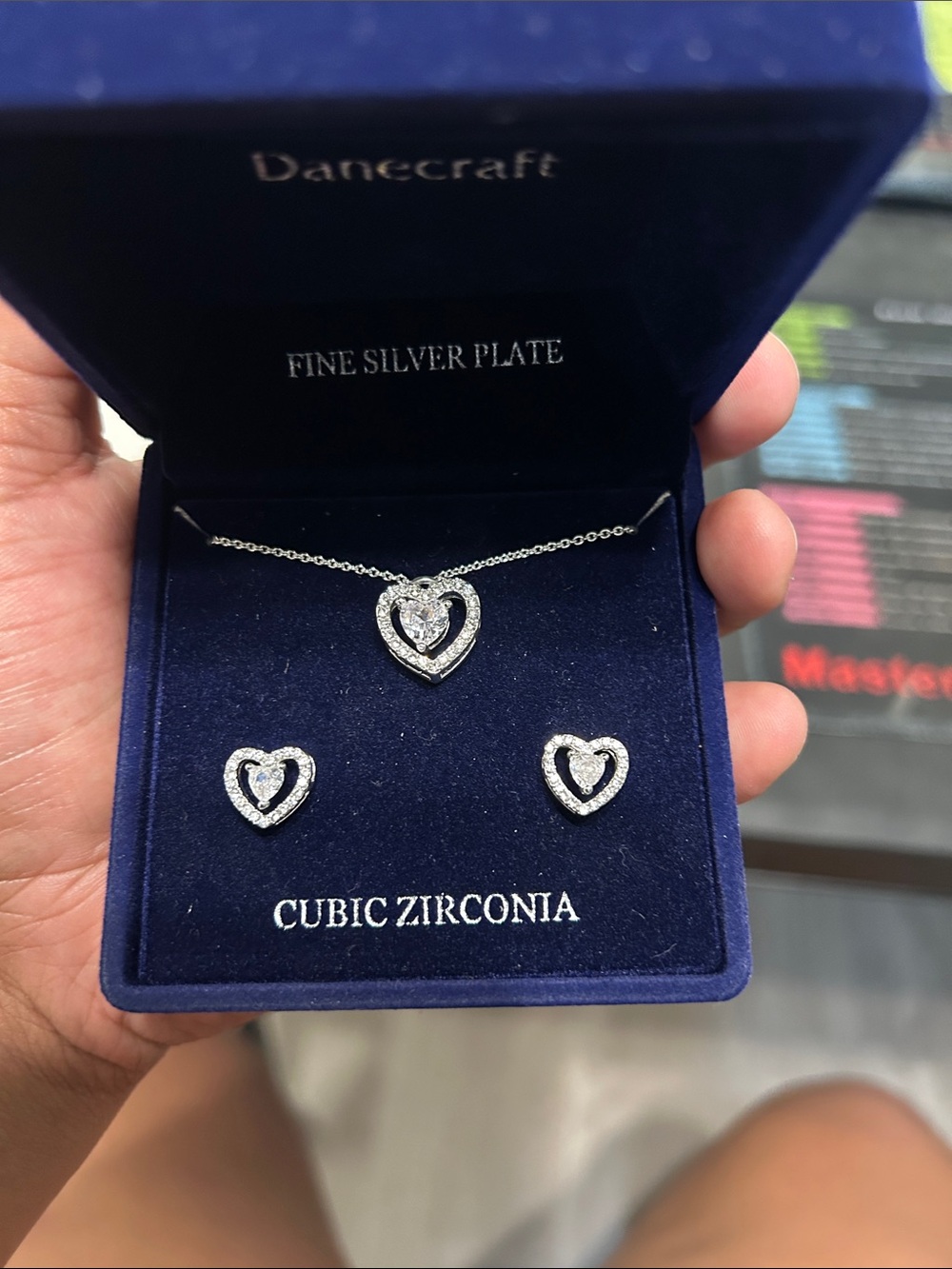 Danecraft Fine Silver Plate Heart Necklace & Earrings Set